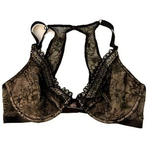 Victoria Secret Black Lace Sheer Racerback Bra